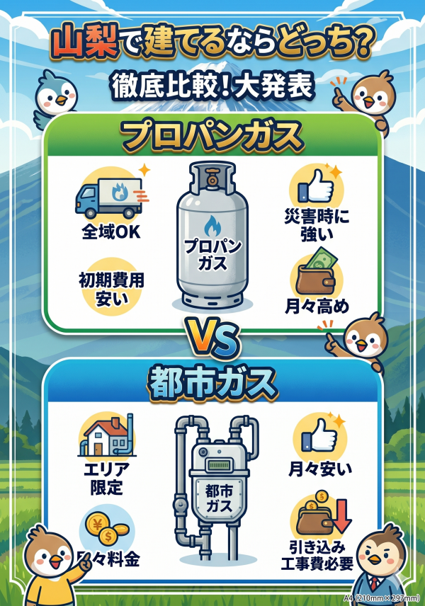 山梨で建てるならどっち？「プロパンガス vs 都市ガス」徹底比較！大発表