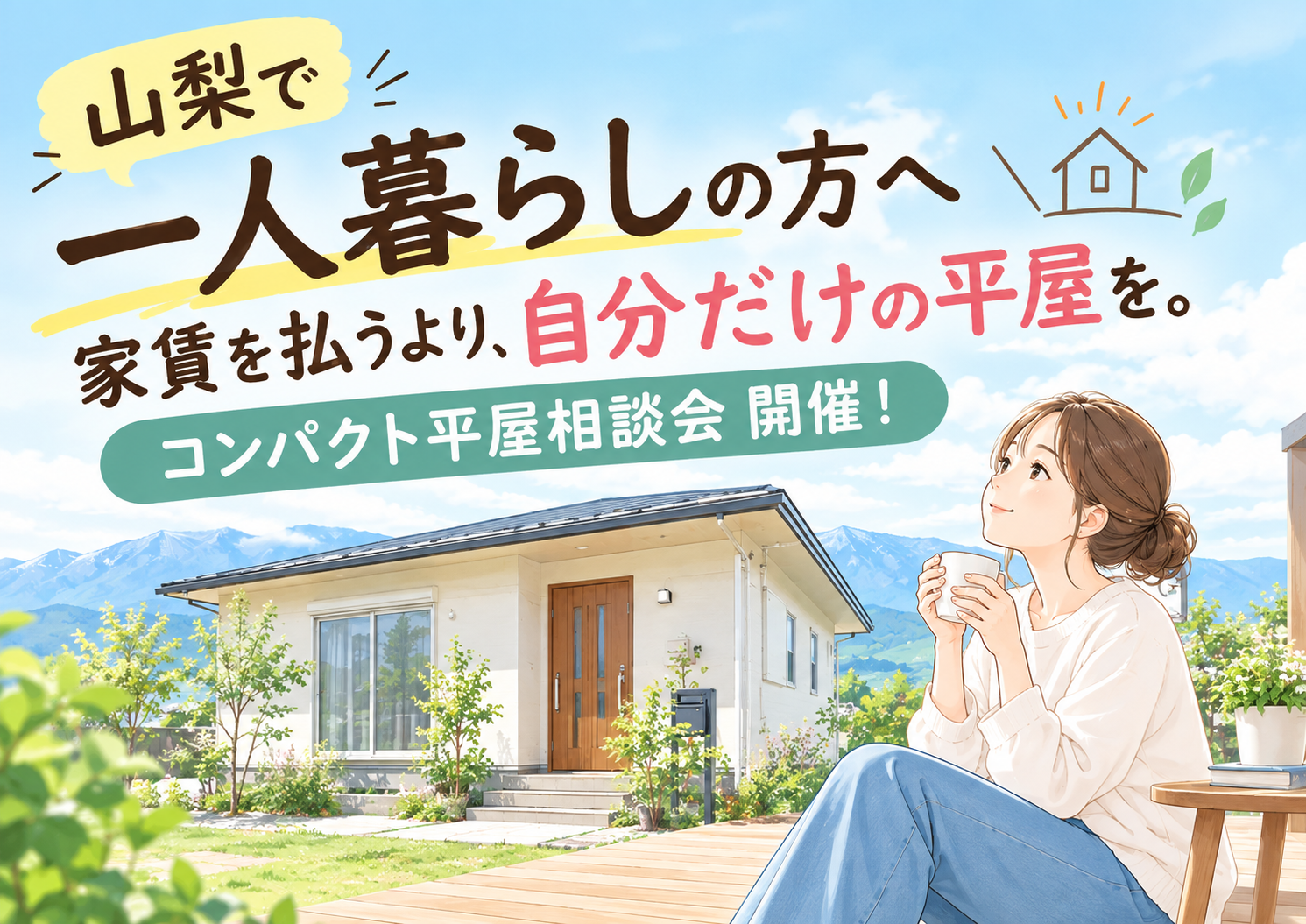 【山梨で一人暮らし】家賃を払うより、自分だけの平屋。コンパクト平屋相談会開催！