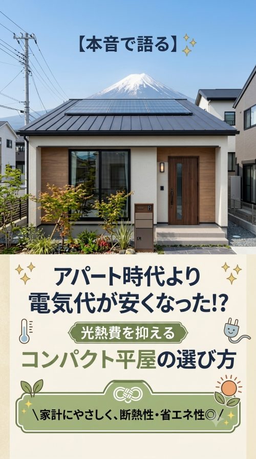 【本音で語る】アパート時代より電気代が安くなった！？光熱費を抑えるコンパクト平屋の選び方