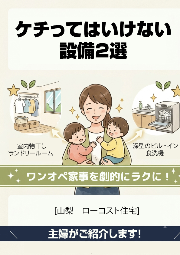 [山梨　ローコスト住宅]ワンオペ家事を劇的にラクに！ケチってはいけない設備2選を主婦がご紹介します！